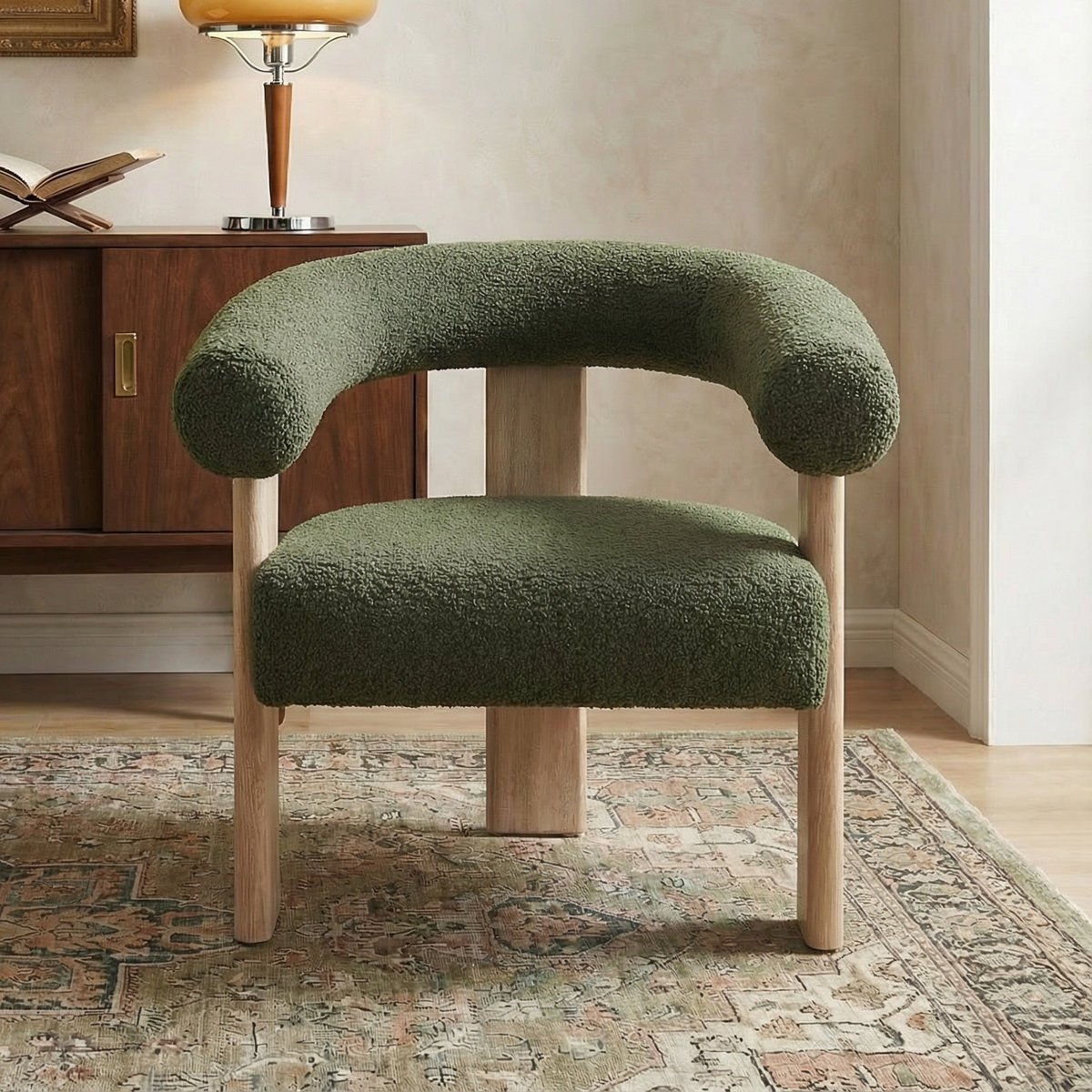 Upholstered Barrel Accent Chair Armchair